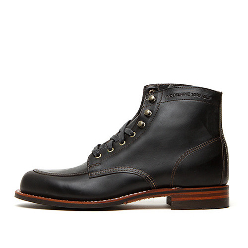 男子 Wolverine 1000 Mile Courtland Black Noir Leather Boots W00279 